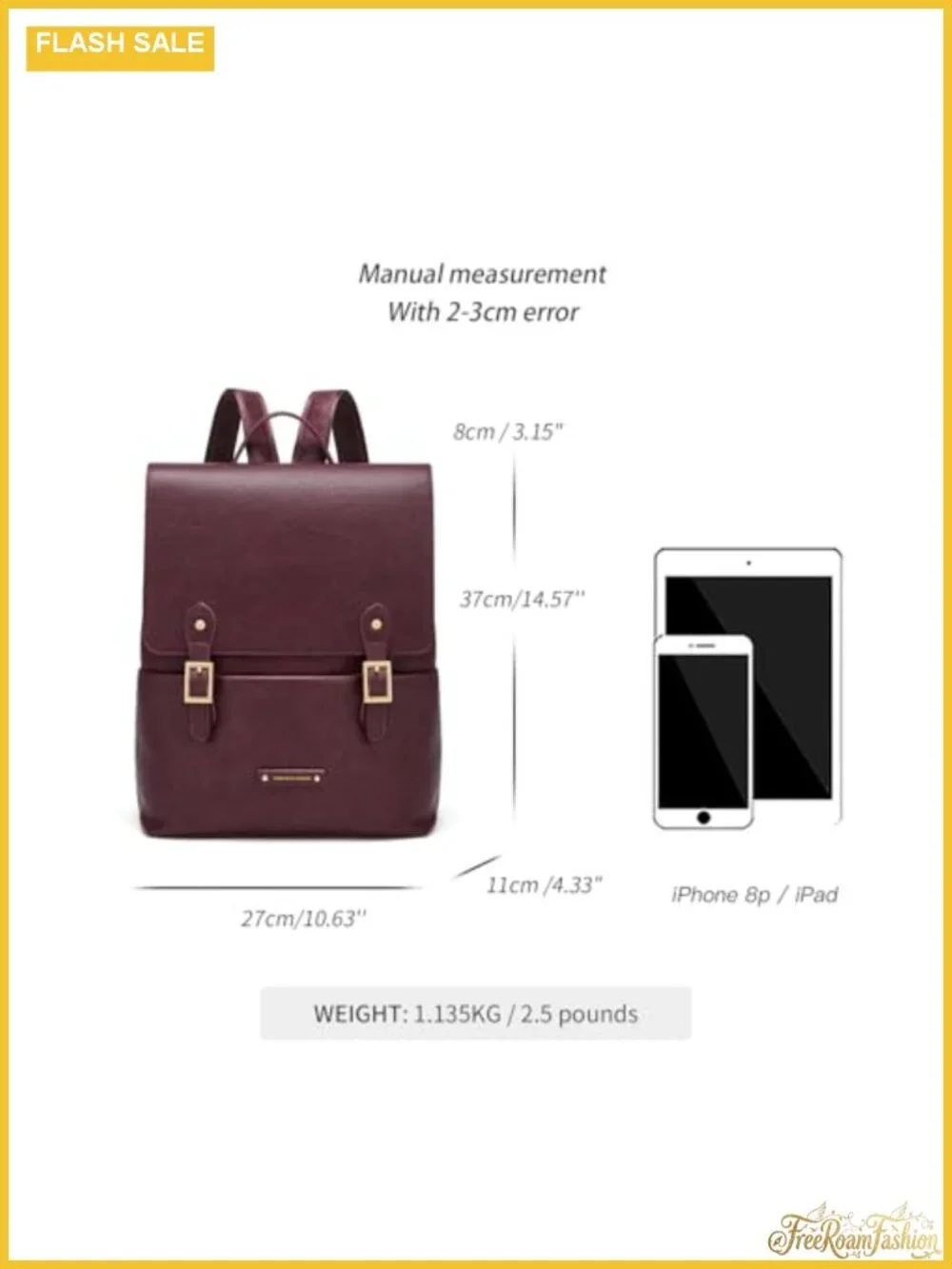 Genuine Leather Women's Backpack Purse with Vegan Leather, Laptop Pocket,